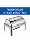 Stainless Steel Roll Top Chafing Dish 9 L without Window (1/1 GN) - Rectangular Silver - 3