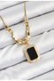 316L Gold Color Steel Zircon Stone Black Baguette Model Necklace - 3