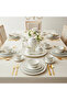 VERA 47Pc Bone China Dinnerware Set - White with Platinum-Silver Rim| Perfect for 8 Persons - 2