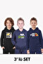 3-Piece Kangaroo Pocket Hooded Detailed Printed Boys' Sweatshirt with 3 Pockets
