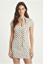 Women's Rory U-Neck Polka Dot Ecru Short Woven Dress - 2