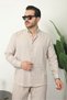 Men's Black Linen Shirt and Trousers Set – Comfortable Fit with Elastic Waist Summer Combination - 2