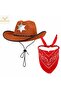 Children's Cowboy Hat with Badge Brown &amp;   Red Bandana Set - 2