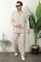 Men's Black Linen Shirt and Trousers Set – Comfortable Fit with Elastic Waist Summer Combination - 4