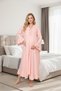 Women's Pink Flounce Double-Breasted Design Short Sleeve 100% Cotton Maternity Nightgown Nightgown Set of 2