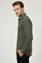 Khaki Comfortable Fit Knitted Fabric Lycra Men's Shirt 2602601 - 5