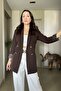 Colorful Lining Detailed Gold Buttoned Double Breasted Blazer Jacket