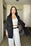 Colorful Lining Detailed Gold Buttoned Double Breasted Blazer Jacket - 3