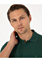 Dark Green Slim Fit 100% Cotton Non-Curling Buttoned Polo Collar Basic T-Shirt 50325323-Vr079 - 2