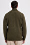 Men's Standard Fit Regular Cut Zippered Khaki Cardigan - 8