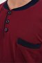 Men's Burgundy Button Detailed Long Sleeve 100% Cotton Special Design Large Size (Oversize) Pajama Set - 8