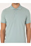 Dark Mint Slim Fit 100% Cotton Non-Curling Buttoned Polo Collar Basic T-Shirt 50325323-Vr152 - 6