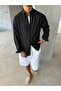 Men's Black Comfortable Fit Cotton Linen Shirt Ls-19845 - 3