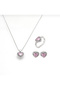 Zircon Stone Heart Necklace Earrings Ring Jewelry Set