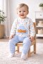 Dino Embossed Printed Baby Boy Set with Pocket Detail - 5