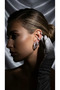 Brass Silver Color Zircon Stone Hoop Model Ysx Trio Earring Set - 2