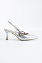 Women's Silver Gray Arya Buckle Detailed Pointed Toe Elastic Band Classic Thin Heeled Shoes - 4