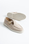 Women's Beige Suede Loafer Shoes Elite Comfort Moccasin Comfortable Daily Office Casual Saddler Detail Buckle - 6