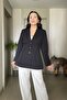Pleated Blazer Jacket with Waist Belt