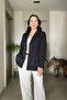 Pleated Blazer Jacket with Waist Belt - 5