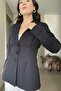 Pleated Blazer Jacket with Waist Belt - 2