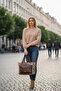 Leopard Hand and Shoulder Bag with Leather Pocket Detail
