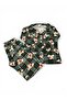 Girl's Pajama Set Khaki Green Color Teddy Bear Patterned Plaid Cotton Long Sleeve - 6