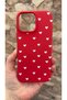 iPhone 16 Pro Max Compatible Mini White Heart Patterned Silicone Shock Absorbing Classic Protected Rubber Case - 2