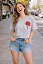 Heart Bouquet Printed Cotton Relaxed Fit Round Neck Unisex T-Shirt
