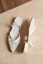 Daisy Patterned Upper Part of the Shoe, Low Heel, Rubber Sole, Back Rubber Detail, Evening Dress Shoes. - 3