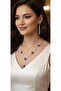 Women's Silver Color Model Waterway Zircon Stone Necklace Earring Set - 2