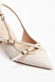 Cross-Strapped Stiletto Sandals with Staple Detail and Goblet Heel - 4