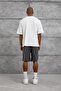 Men's T-Shirt Label Print Flamli White Oversize Printed Crew Neck - 4