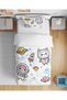 Astronaut Girl and Cat Themed 3D Digital Printed Single Bed Sheetless Girl's Duvet Cover Set