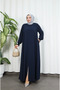 Gipe Detailed Long Zippered Robe with Sleeve Ends in Navy Blue Hnt70051 - 3