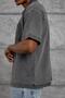 Men's T-Shirt Polo Collar Zippered Washable Smoked Oversize Zippered Cotton - 4