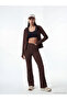 New Season from Güli̇s Gi̇yi̇m Brown Hooded Interlocking Soft Touch Women's Zippered Sweatshirt - 2