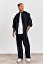 Men's Black Oversize Top and Bottom Set – Wide Cut Kimono Sleeve Shirt + Comfortable Pants Ls-5364 - 8