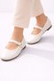 Stylish Women's Ballerina Shoes with Single Strap and Gold Buckle and Elastic - 2