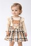 Baby Girl Teddy Bear Plaid Dress with Snap Fasteners Body Suit Set for Holidays - 2