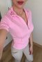 Range Women's Short Sleeve Zipper Pocket Pink Slim Fit Sports Blouse - 4
