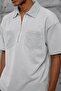 Men's T-Shirt Polo Collar Zippered Washable Gray Oversize Zippered Cotton - 2