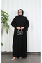 Gipe Detailed Long Zipper Robe with Sleeve Ends in Black Hnt70051 - 5
