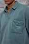 Men's T-Shirt Polo Collar Pocket Washable Green Oversize - 3