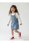 Square Collar Stone Embroidered Girls' Jean Salopet (S6)
