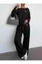 Women's Printed Figure Horse Kayık Neck Straight-Leg Jogger Top and Bottom Tracksuit Set - 3