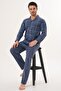 3141 Indigo Large Size Men's Buttoned Pajama Set - 2