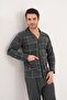 3141 Smoked Large Size Buttoned Men's Pajama Set - 3