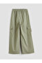 Khaki Loose Fit Girls Gabardine Cargo Pants - 3