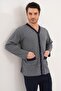 3132 Navy Blue Large Size Men's Button-Down Pajama Set - 2